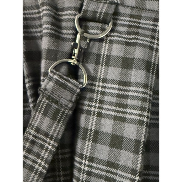 Hot Topic Black Gray Plaid Pleated Skirt Suspenders Goth Grunge Academia Emo SzM - Picture 6 of 10